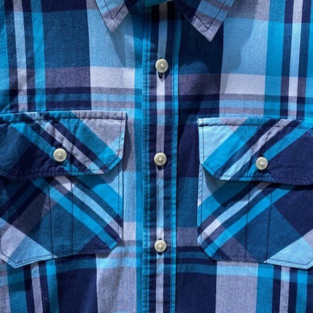 Boys Blue Plaid Button Shirt - Picture 3 of 6